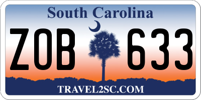 SC license plate ZOB633