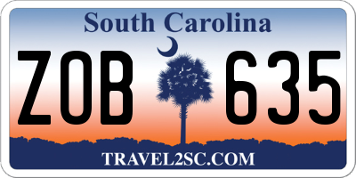 SC license plate ZOB635