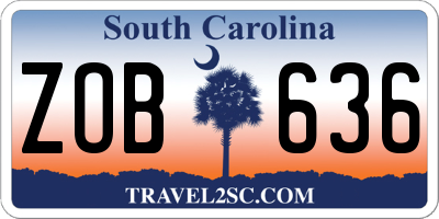 SC license plate ZOB636