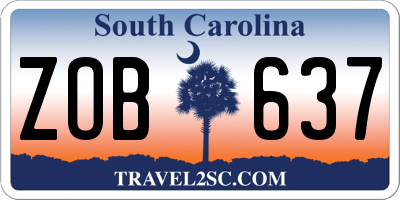 SC license plate ZOB637