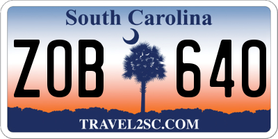 SC license plate ZOB640