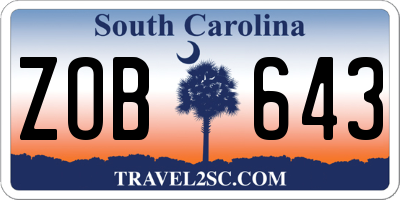 SC license plate ZOB643