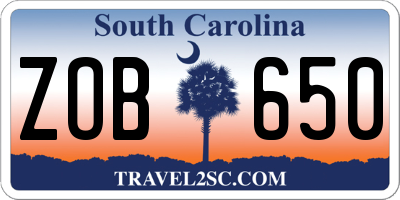 SC license plate ZOB650