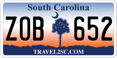 SC license plate ZOB652