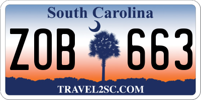 SC license plate ZOB663