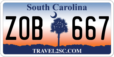 SC license plate ZOB667
