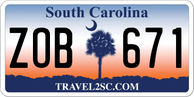 SC license plate ZOB671