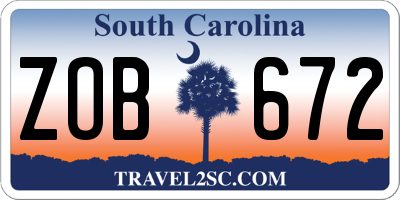 SC license plate ZOB672
