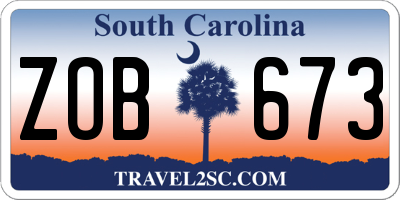 SC license plate ZOB673