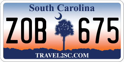 SC license plate ZOB675