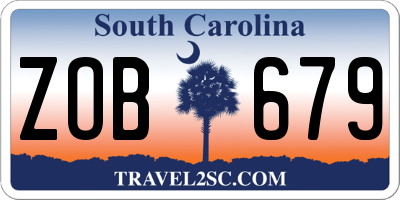 SC license plate ZOB679