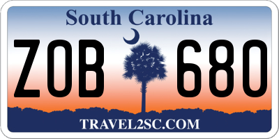 SC license plate ZOB680