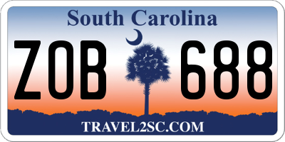 SC license plate ZOB688