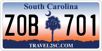 SC license plate ZOB701