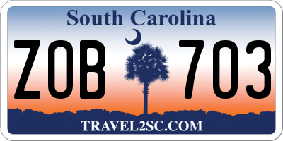 SC license plate ZOB703