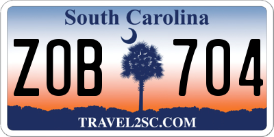 SC license plate ZOB704