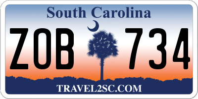 SC license plate ZOB734