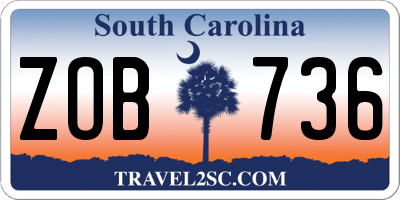 SC license plate ZOB736