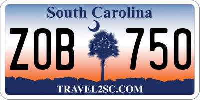 SC license plate ZOB750