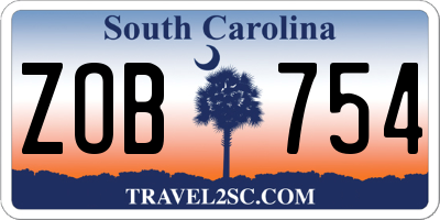 SC license plate ZOB754