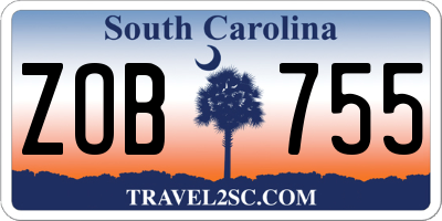 SC license plate ZOB755