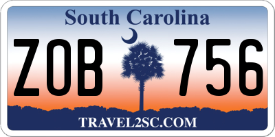 SC license plate ZOB756