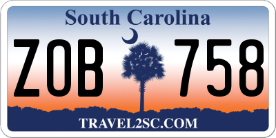 SC license plate ZOB758