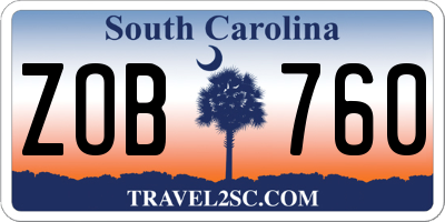 SC license plate ZOB760