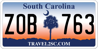 SC license plate ZOB763
