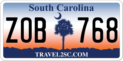 SC license plate ZOB768