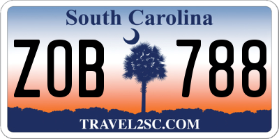 SC license plate ZOB788