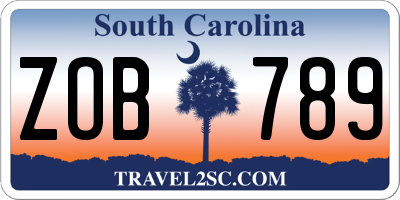 SC license plate ZOB789