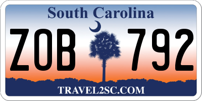 SC license plate ZOB792