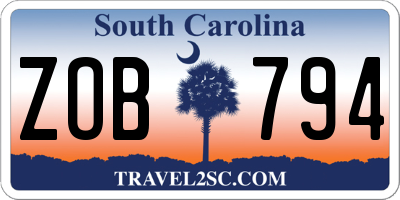 SC license plate ZOB794