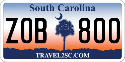 SC license plate ZOB800
