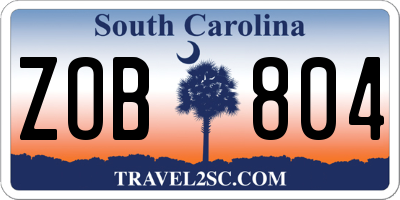 SC license plate ZOB804