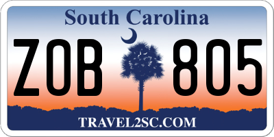 SC license plate ZOB805