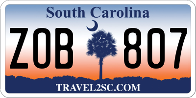 SC license plate ZOB807