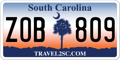 SC license plate ZOB809