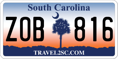 SC license plate ZOB816