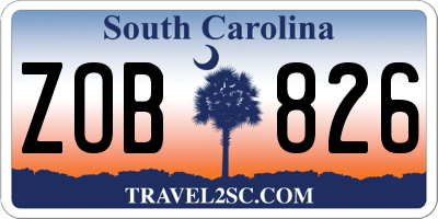 SC license plate ZOB826