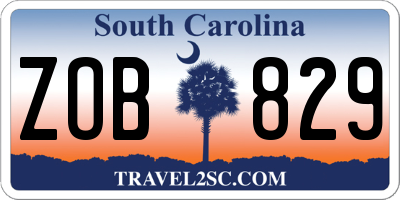 SC license plate ZOB829