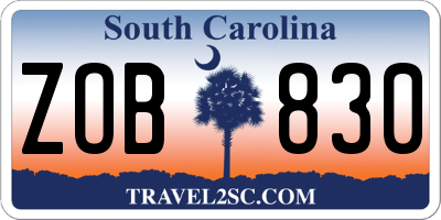 SC license plate ZOB830