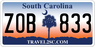SC license plate ZOB833