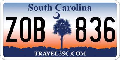 SC license plate ZOB836