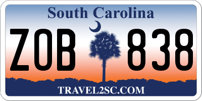 SC license plate ZOB838