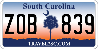 SC license plate ZOB839