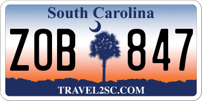 SC license plate ZOB847