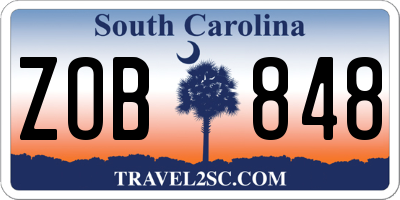 SC license plate ZOB848