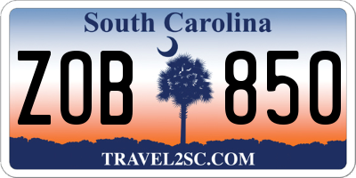 SC license plate ZOB850